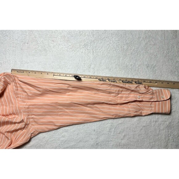 Ralph Lauren Purple Label Peach &  White Striped Button Up Shirt Sz 16 1/2 *READ - Picture 5 of 9